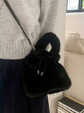 Rotu Fur Ribbon String Tote Cross Shoulder Bag