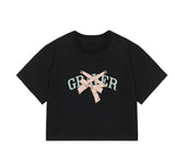 Ribbon Ballerina Logo Cropped Short Sleeve Tee