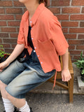 Glit Shirring Ribbon Crop Shirt