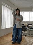 Tele Side Pintuck Wide Denim Pants