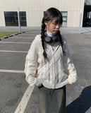 Hwami Loose fit Knit Zip-up Hoodie