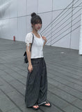 Oran Raw Red Patch Wide Denim Pants