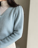 Emd V-neck Angora Knit Cardigan