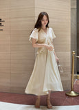 Seine V-neck Peplum Flare Chiffon One Piece