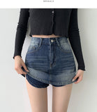 Back Pocket Point A-line Denim Skirt Shorts