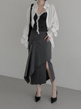 Frill Lace Wrap Slim Sleeveless