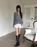 Siju see-through knit long-sleeved cardigan