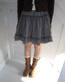 Bran Double Frill Check Midi Skirt