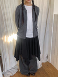 [BAONHAUS] Broa Unbalanced Layered Midi Skirt