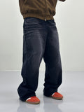 Cat washed corduroy mix denim pants