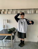 [BAONHAUS] Printed Color Raglan Sweatshirt