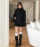Bitter Unbalanced High Neck Slim Half Coat