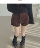 Corduroy Brushed Vertical Stripe A-line Winter Shorts