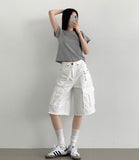 Pendant Crop Basic Short Sleeve T-Shirt