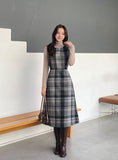 Mediz Wool Check A-line Vest Long One Piece