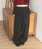 Chate Stripe Frill Layered Skirt Pants