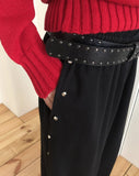 Nadine Studded Banding Strap Wide-Fit Training Long Pants