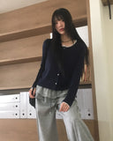 Nib chiffon lace knit cardigan