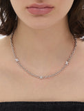 Nova Silver (W) Pave Link Station Necklace