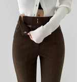 Corduroy Brushed Long Bootcut Banding Pants