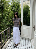 Picto Layered Shoulder Slit Short Sleeve T-Shirt