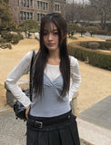 Boven Color Matching V Sleeveless T-Shirt Layered Set