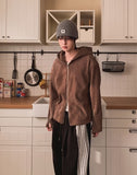Brock Shoulder Rivet Ribbed Hoodie Zip-Up
