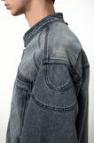 SNAP BIKER DENIM JACKET