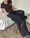 IREM Zipper String Two Way Banding Wide Cargo Pants