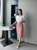 Roble Heart Neck Puff Blouse