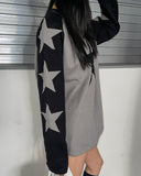Applique star patch raglan long sleeves