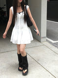 Az Punching Lace Ribbon Sleeveless Bustier Mini One Piece