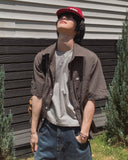 Karen Button Check Crop Short Sleeve Shirt