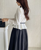 Brett Wrinkle Puff Peplum Jacket Blouse