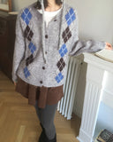 [Wool20] Necker Vintage Diamond Argyle Knit Cardigan