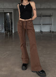 y2k Ribbon Belted Bootcut Cargo Pants