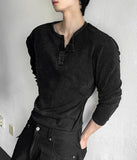 Pigment Henley Neck Knit Long Sleeve