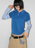 STRIPE LAYERED COLLAR TEE