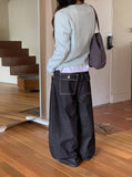 Yanna Non-Fade Wide Black Denim Pants