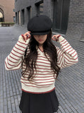 Toto Stripe V-neck Loose Fit Long Sleeve Knit