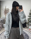 Ruin Heavy Wool Knit Hooded Zip-Up