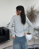 Rosa Boat Neck Ribbed Long Sleeve Tee