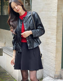Kiez Round String Leather Short Jacket