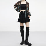 Pointo corduroy belt skirt