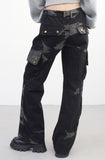 Glitch washing denim pants