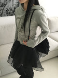 Packing Color Matching Shirring Strap Hooded T-shirt
