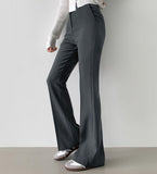 Hidden Banding Pin Tuck Long Boot Cut Span Slacks Pants