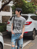Impri Slub Lettering Short Sleeve T-shirt
