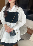 Moileen Layered Knit Shirt Blouse