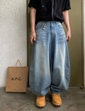 Jet Washing Balloon Denim Pants